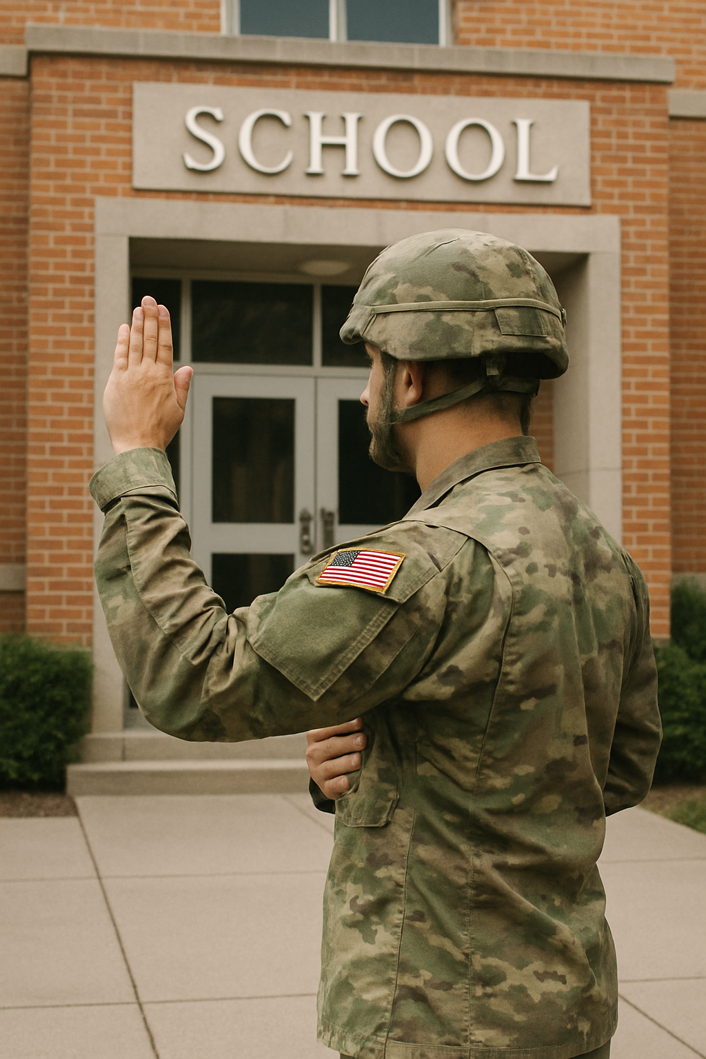 a us soldier vow in front of a school-1
