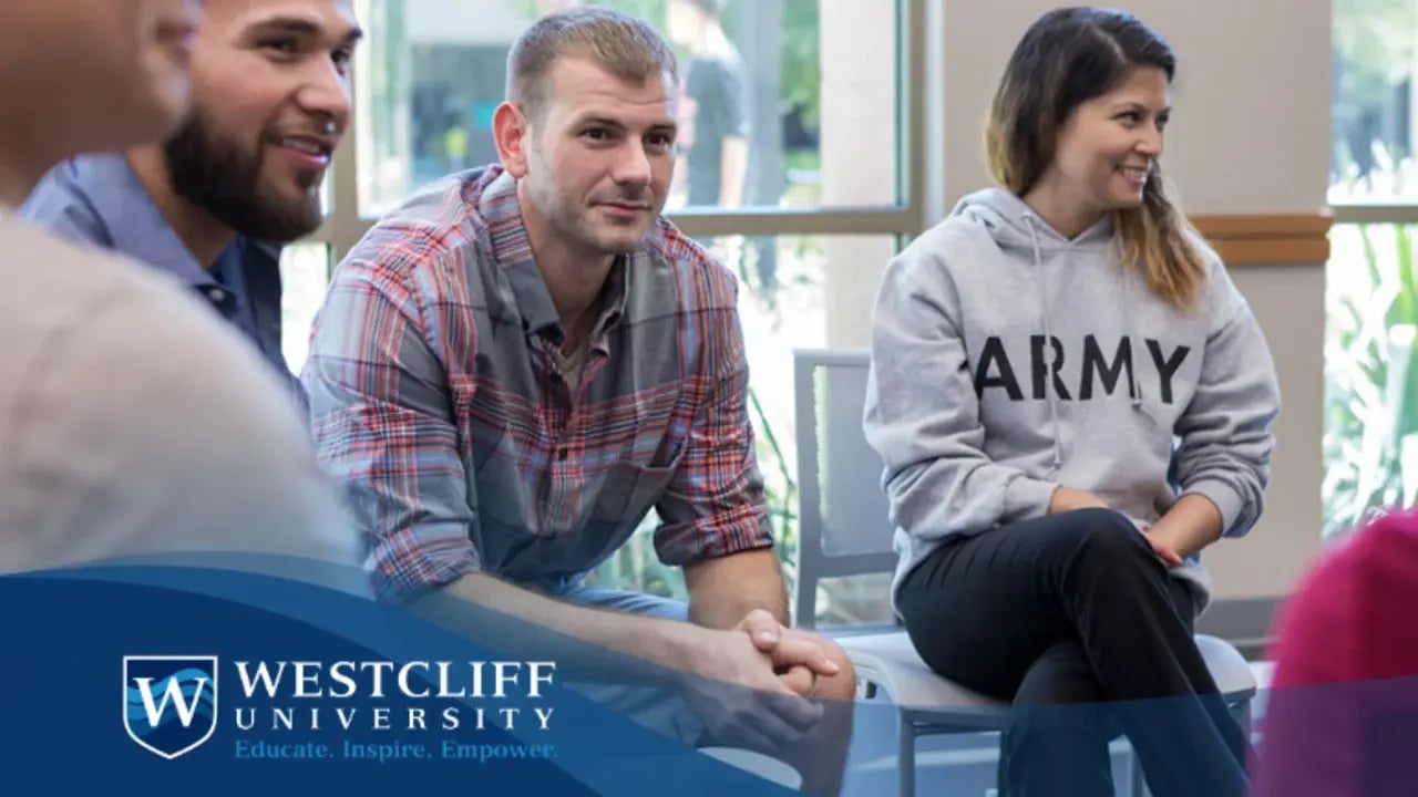 Veteran students in a seminar at Westcliff University