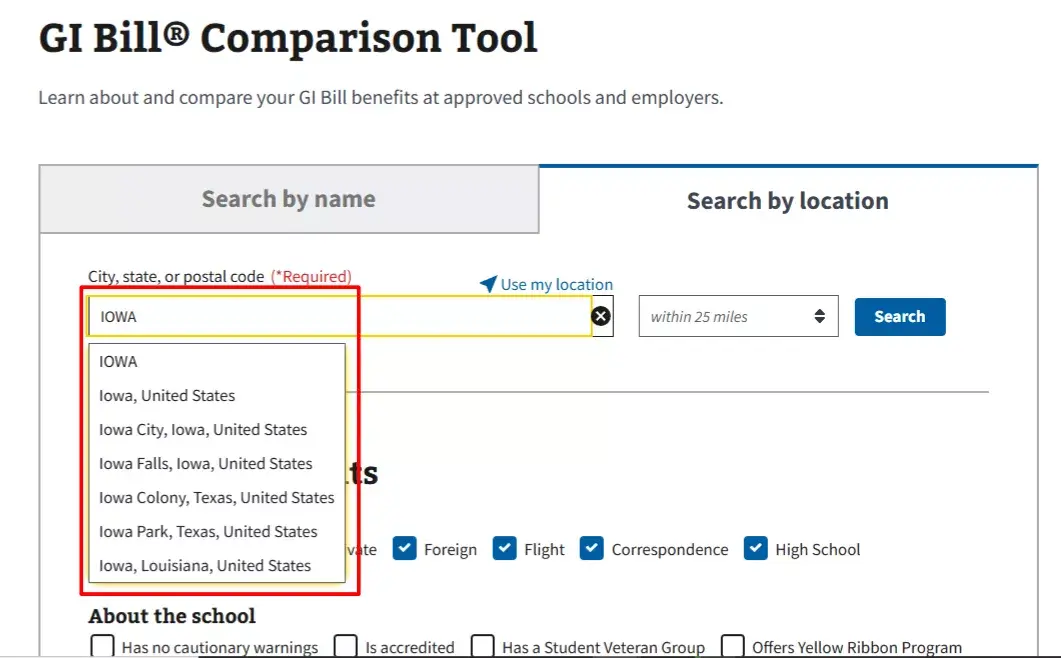 gi bill comparison tool